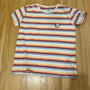Rainbow striped Rip curl tee with Rip curl patch.